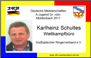 DM-Pass fr den Wettkampfbrohelfer Karlhein Schultes